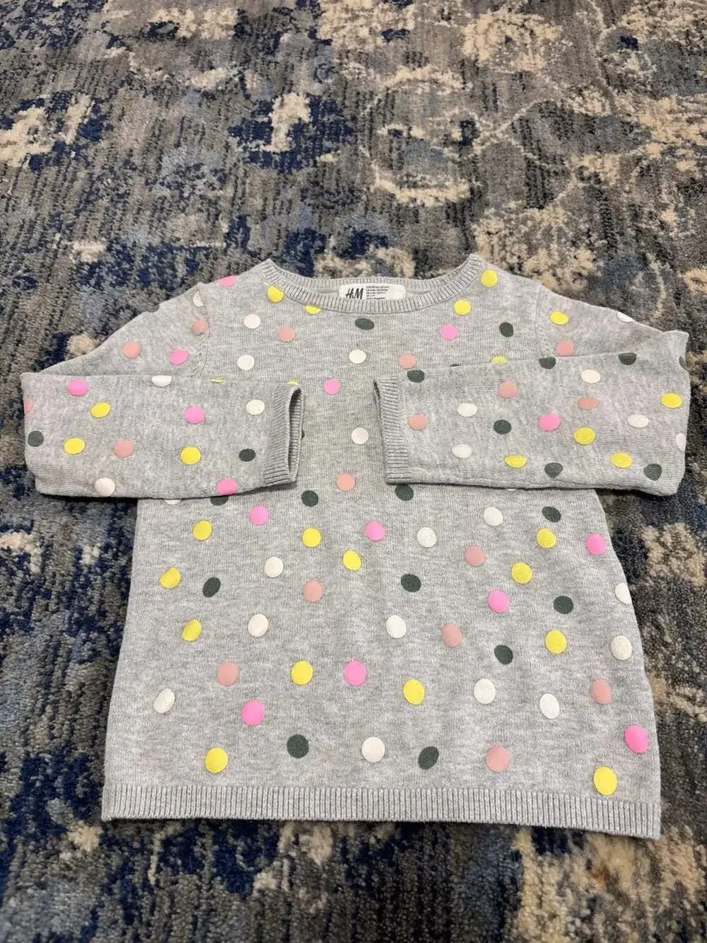 H&M Polka Dot Knit Sweater Size 3/4T Gray